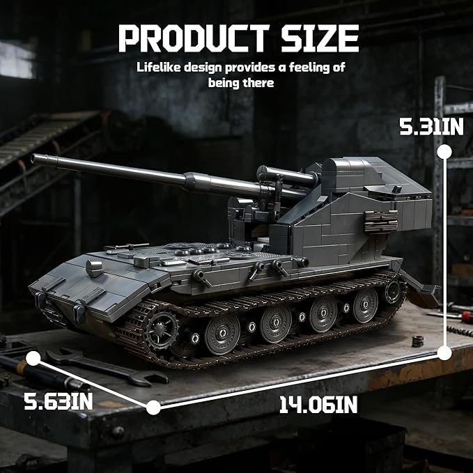 WW2 WT Auf E100 Heavy Tank Destroyer Building Sets Army Military Vehicles Collectible Model for Adults Enthusiasts 2036PCS