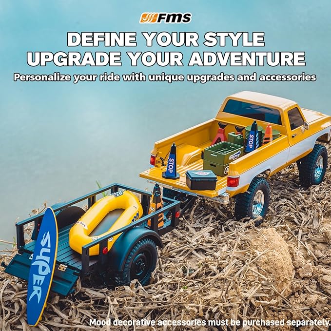 BEEZRC FMS 1/18 RC Crawler FCX18 Chevy K10 RC Truck RTR RC car Official Licensed Model Car 8km/h 4WD 900mAh Hobby RC Cars Remote Control Car with LED Lights Vehicle 4-Ch 2.4GHz Transmitter(Black)