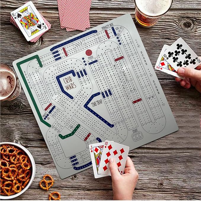 Cribbage Wars Board Game - 2026 Large Wooden Cribbage Set with Traps Classic Board Game for Family Night &amp Bar Gatherings (35 x 35cm) (Acrylic)