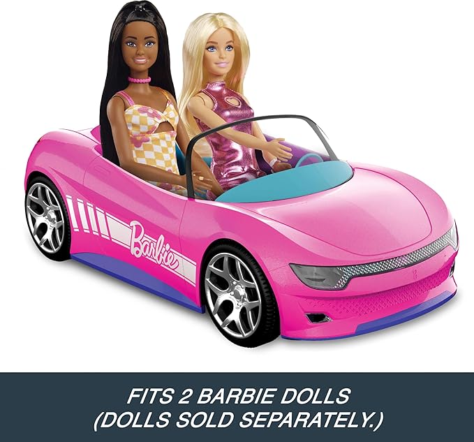 Hot Wheels Barbie RC Toy Car Remote-Control Pink Convertible Can Hold 2 Barbie Fashion Dolls &amp Trunk Opens for Storage Sticker Sheet for Customizing