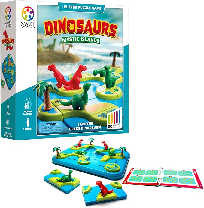 SmartGames Dinosaurs – Mystic Islands Logic Puzzle STEM Game with 80 Challenges for Ages 6+