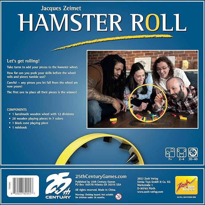 25th Century Games Hamster Roll – Fun Dexterity Board Game - Balance and Strategy Family-Friendly Game Night for 2 to 4 Players Ages 7+