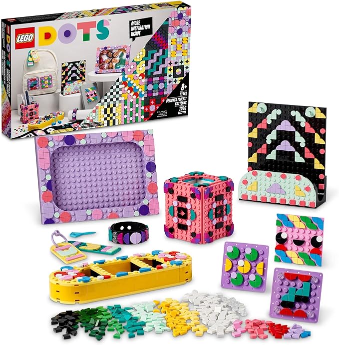 LEGO DOTS Designer Toolkit 10 in 1 Patterns Building Toy 41961 Arts and Craft Set for Creative Kids Design Patches Photo Frame Pencil Holder and More. 860+ Tiles. Gift Idea for Boys Girls Age 8+