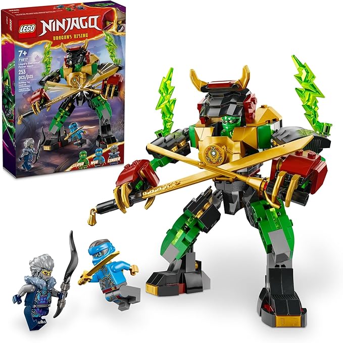 LEGO NINJAGO Lloyd’s Elemental Power Mech Customizable Battle Toy with 3 Ninja Action Figures Adventure Playset for Boys and Girls Ninja Gift Idea for Kids Ages 7 and Up 71817