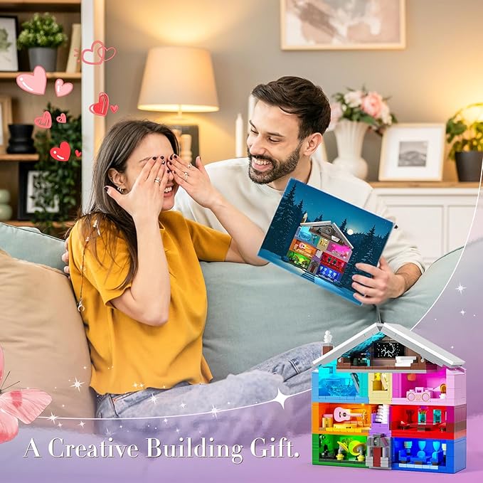 DreamCreators House Building Toys Set with Led Light Architecture Building Model Compatible with Lego Ideal Present Merch for Adults Girl 8-12 Valentine Wedding Anniversary Birthday Christmas