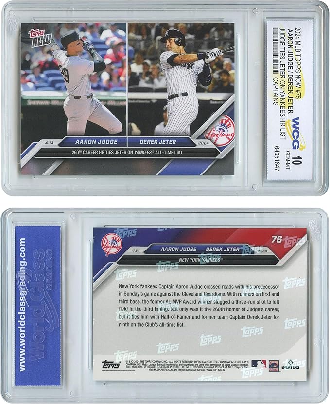 2024 Topps Now Dual Aaron Judge &amp Derek Jeter NY Yankees HR Captain Card #76 - Graded GEM Mint 10