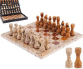 Marble Chess Set 12 Inch Handmade Coral &amp Dark Brown Board Game with Storage Box Classic Travel Chess Set for Adults with Pieces &amp 2 Extra Queens Elegant Home Décor