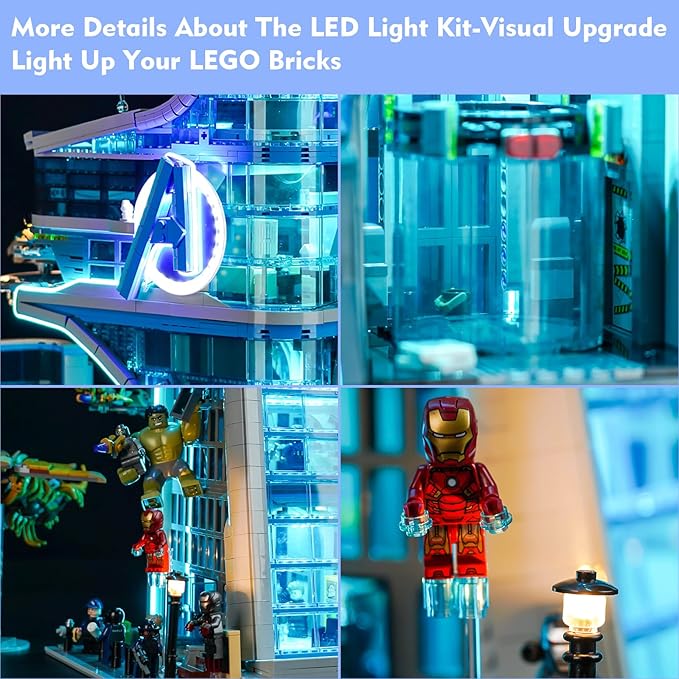 Remote Control Creative LED Light Kit Compatible with Lego Avengers Tower 76269 (Lights Only No Models) Remote Control Light Set Compatible with Lego 76269 Set