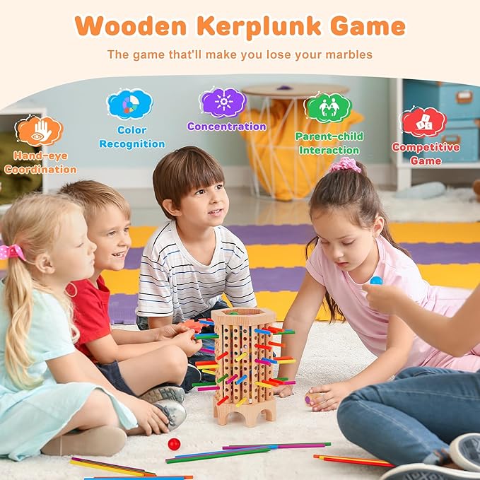 Montessori Game Wooden Board Games for Kids 4-6-8-12 36 Colorful Stick Math Educational Toys for 3 4 5 6 Year Olds Classic Fun Dice Games for Family Game Night for 2-6 Players Gift