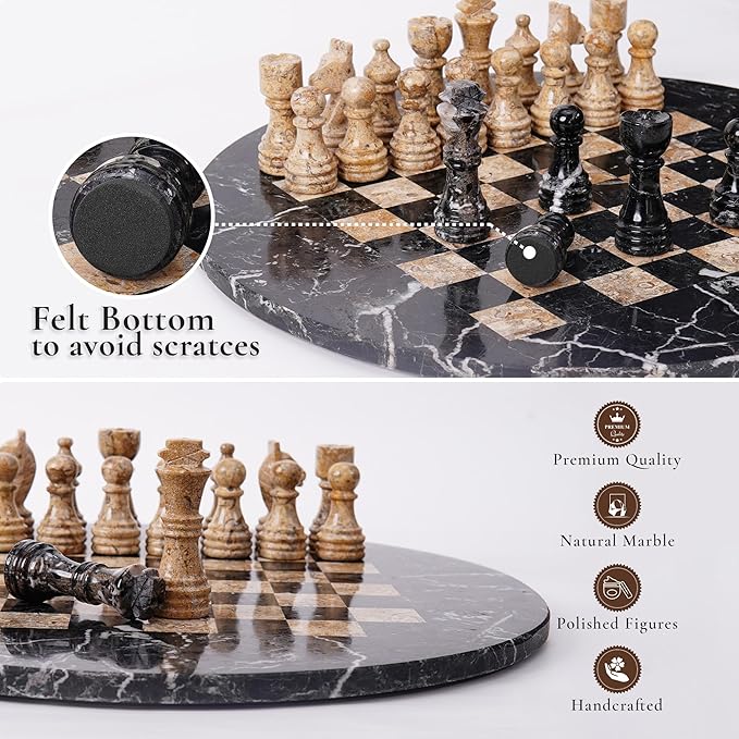 Marble Chess Set for Adults with Complementary Storage Box 15 Black &amp Coral Handmade Chess Board Game Luxury Board Games for Adults with Extra Queens