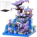 Peach Blossom Pond Building Blocks SetBuilding Blocks Set Gifts for Adults and Kids Micro Bricks Cherry Blossom Tree House Kit with LED Light and Display Box（2500+Pieces）