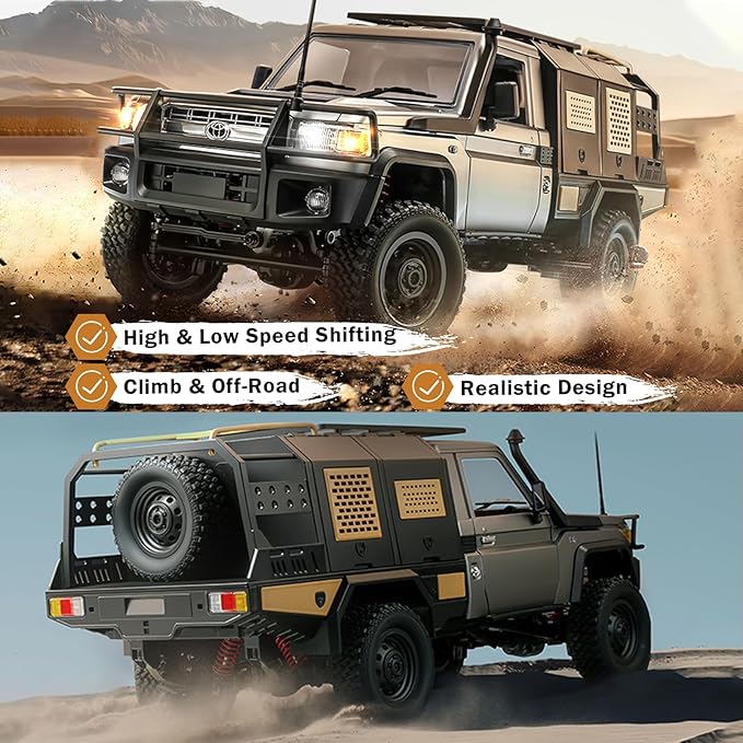 1/12 RC Rock Crawler MN-82S Toyota LC79 RC Pickup Truck 2.4GHz RC Rock Crawler 4x4 Remote Control Off Road Car RTF with Upgraded Chassis Hobby Grade Toy Gifts for Adults
