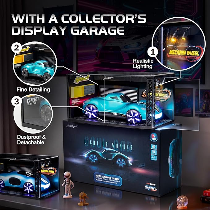 Gesture Sensing Remote Control Car with Display Dust Cover GarageUSB-C Rechargeable Drift RC Stunt Cars with LED Light|Spray|Sound2.4GHz Toy for Kids Christmas|Birthday Gifts for Boys Girls