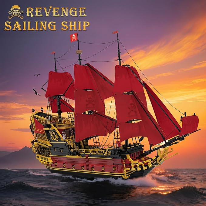 Reobrix Revenge Pirate Ship Building Block Set for Adults 5666+ Pieces Historical Model Kit 66049 Collectible Sailing Ship Boat Construction Toy Christmas Birthday Gifts