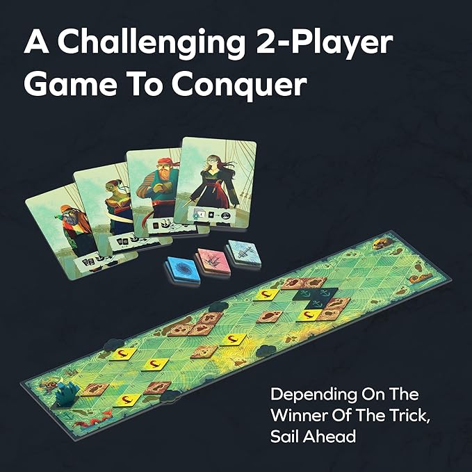 ALLPLAY Sail Cooperative Strategy 2 Player Board Game for Adults and Family - Unique Trick Taking Card Game - Communication Limits and Challenging Scenarios in Small Travel Size Box (5 x 5 x 2)