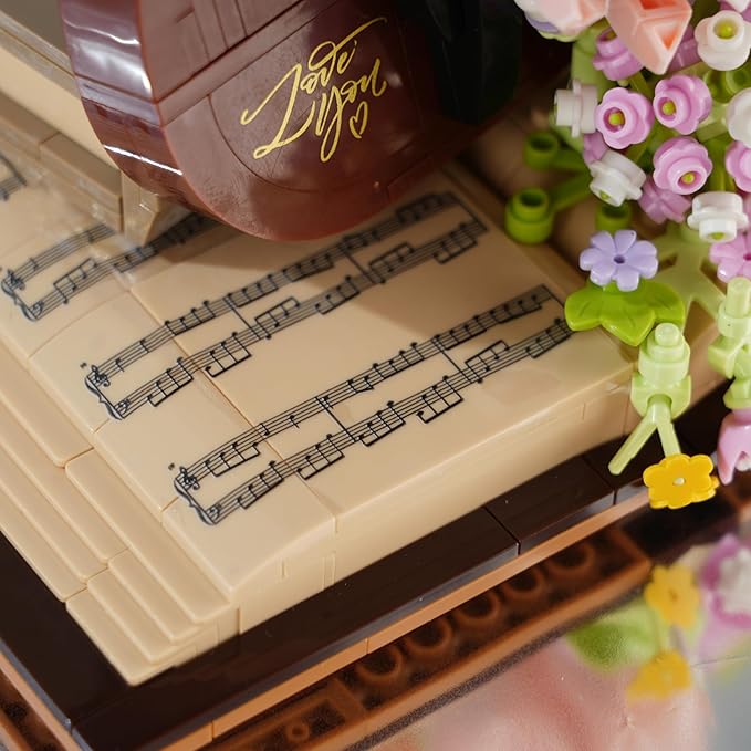 Flower Bouquet Violin Building Blocks Set 950PCS Music Instruments Bricks Set Gifts for Adults and Kids