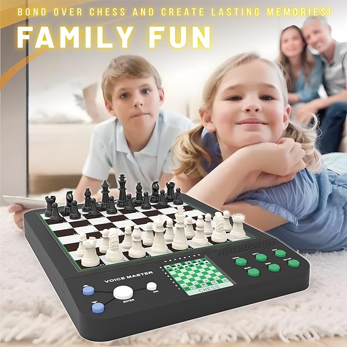 iCore Electronic Chess Set Pro Black : Voice Guide 30 Levels 100 Teaching Exercises Learning Mode for All Ages