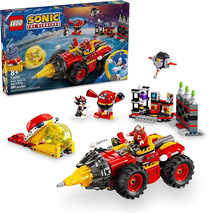LEGO Sonic The Hedgehog: Super Sonic vs. Egg Drillster Gaming Toy with Shadow and Dr. Eggman Toy Building Set for Boys and Girls Ages 8 and Up 76999