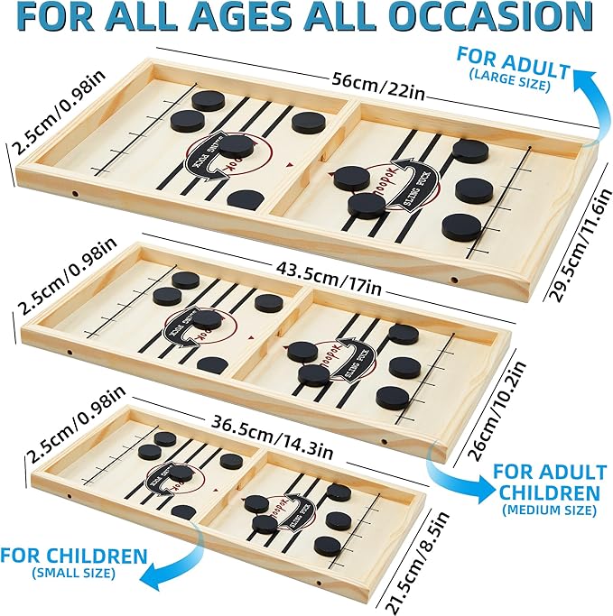 Fast Sling Puck Game - 2 in1 Chess Board and Desktop Battle Super Winner GameFast Action Wooden Air Hockey Board GameAdults and Kids Family Friend Funny Slingshot Game Toys