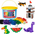 Play Platoon 1100 Pieces Building Bricks Set - 10 Classic Color Blocks - Bulk Building Blocks Compatible with Major Brands 14 Different Shape Bricks - Includes Wheels Tires Axles Windows &amp Doo