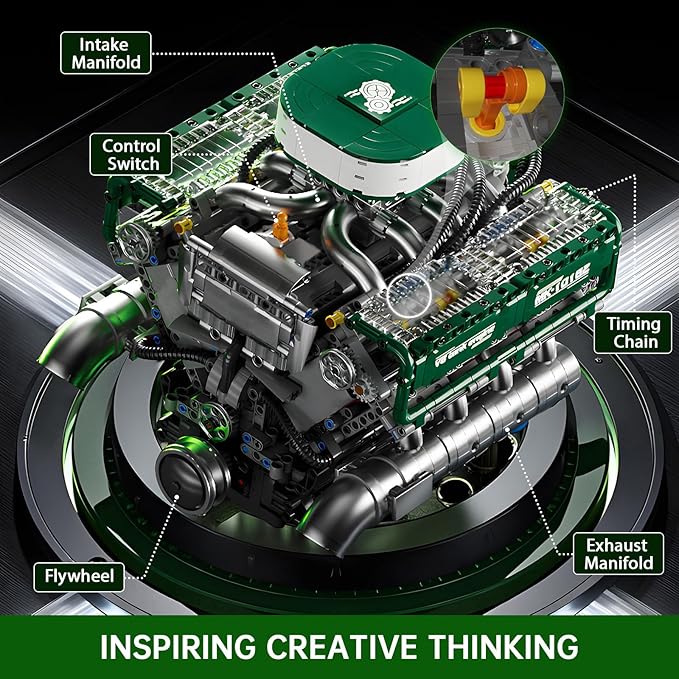 Mould King Tank V8 Engine Building Sets V8 Model Engine Kit for Adults Engine Scale Model with Motor 10182 STEM DIY Building Kits That Works Blocks Toys for Aged 14+ (2250 Pieces)