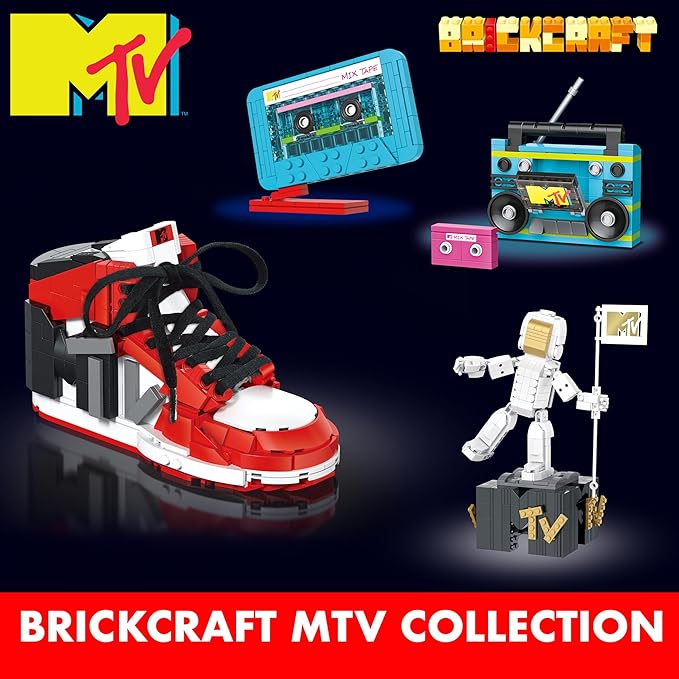 Brickcraft Officially Licensed MTV Icon Sneaker with Shoe Laces in Shoe Box Packaging 561 Pieces Multicolored Brick Building Set