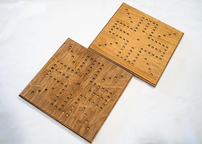 Handmade - Real Wood - Wahoo/Marbles 16x16 inch Board w/Marbles &amp dice - 4 Player (Stained)