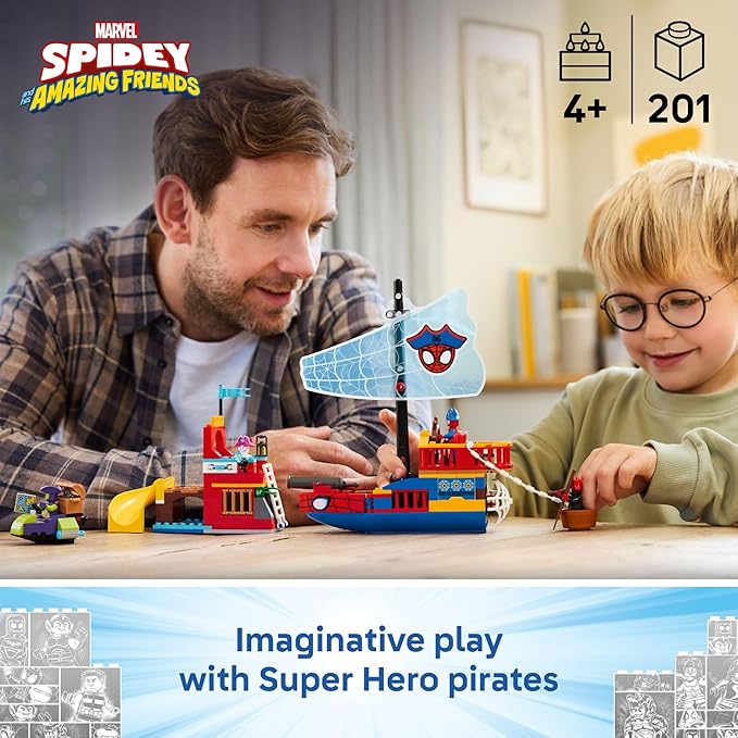 LEGO Marvel Spidey and His Amazing Friends Team Spidey Pirate Ship Building Toy for Kids - Super Hero Pretend Play Set for Preschool Boys &amp Girls Ages 4+ - Gift Idea for Birthdays - 11208