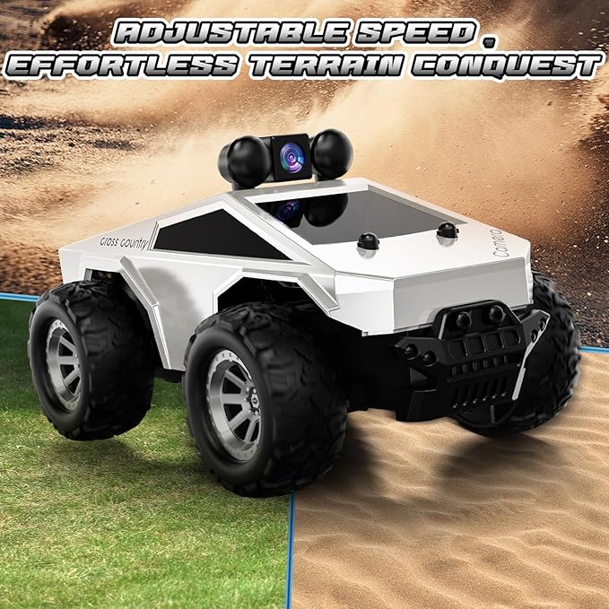 RC Cars with Camera Remote Control Truck with 720P HD FPV Camera All-Terrain Remote Control Car with Body Light Rechargeable Battery 1:28 RC Car Vehicle Toy Gifts for Adults Kids Boys Girls
