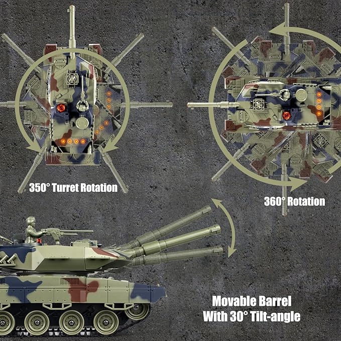 1/24 RC Tank Remote Control Ger Leopard II Army Model Tank with Sound Effects Lights and Smoke 2.4G Military Model Toy for Kids Perfect Birthday for Boys 6+ Years Old