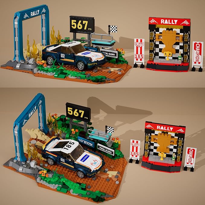 Car Building Set Off-Road Racing Car Buildings Blocks Sets for Adults Kids 8+ Miniature Vehicle Model w/ Forest Scene Modular Cars Building Kit Toys Gift for Birthday HolidaysFinal Glory 1081Pcs