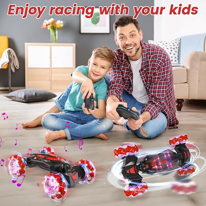 Gesture Sensing RC Stunt CarRemote Control Car Toys for Ages 8-12Drift Cars with Lights Music4WD 360° Spins All Terrains Kids Toys RC Cars 4-7 Best Birthday Gift for Kids