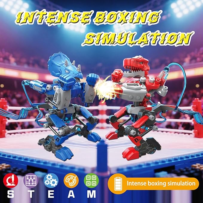 STEM Robot Building Kit Fighting Robots Toy Set for Kids Hydraulic Boxing Bots Build 2 Hydraulic-Powered Battle Robots Easter Christmas Birthday Gifts for 8-12 Year Boys Girls