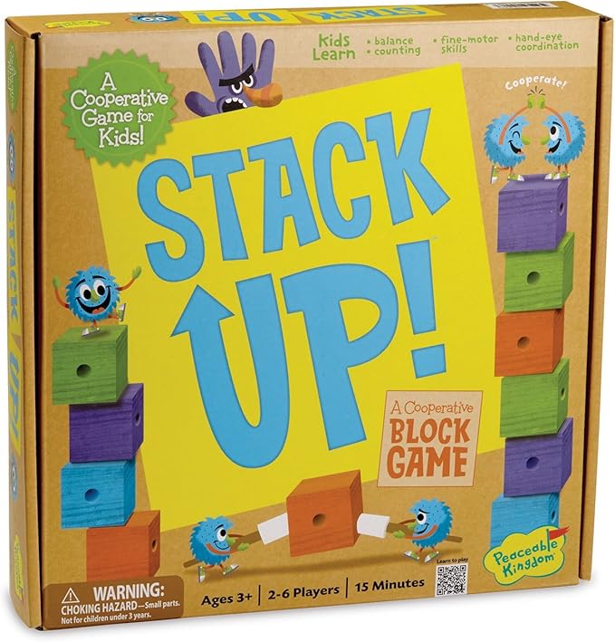 Peaceable Kingdom Stack Up! – Award-Winning Cooperative Toddler &amp Preschool Block-Staking Game 2–6 Players Ages 3–5 – Develops Balance Color Matching &amp Hand‑Eye Coordination