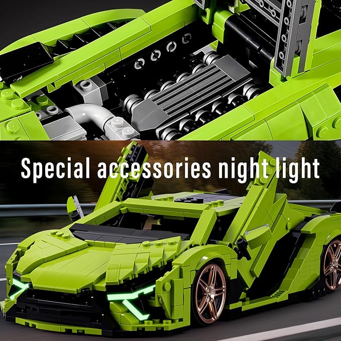Mould King 10011 Sián FKP 37 Car Building Sets 1249-Piece MOC Classic Sports Car Building Block Kits Collectible Racing Supercar Model for Adult &amp Teens Age 14+