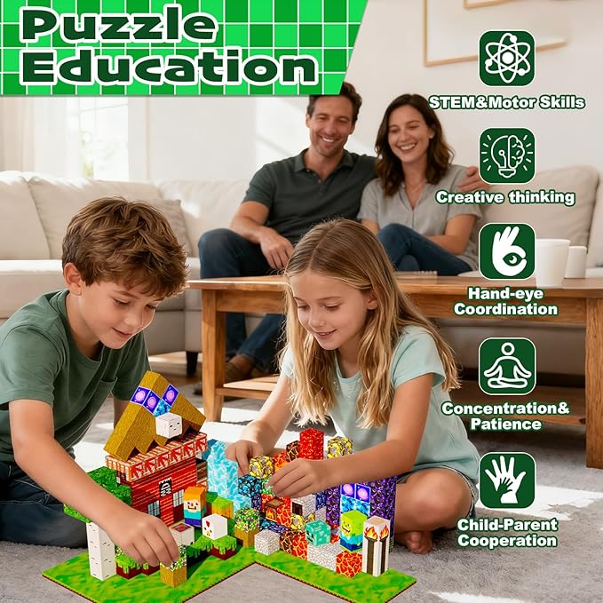 Magetic blocks-200pcs Magnetic Building Blocks Toys Set Magnetic Toys for Boys Girls Kids Ages 3 4 5 6 7 8Magnet STEM Games Christmas Birthday Gifts for Kids. (Mine Car Theme)