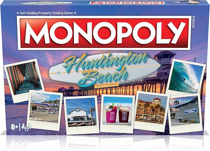 Monopoly Board Game Huntington Beach Edition: 2-6 Players Family Board Games for Kids and Adults Board Games for Kids 8 and up for Kids and Adults Ideal for Game Night