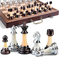 Deluxe Chess Set 16.5'' Wooden Large Folding Chess Board Game with Handle Weighted Acrylic Chess Pieces - 3.5 King with Storage Slots for Beginners Professional Players
