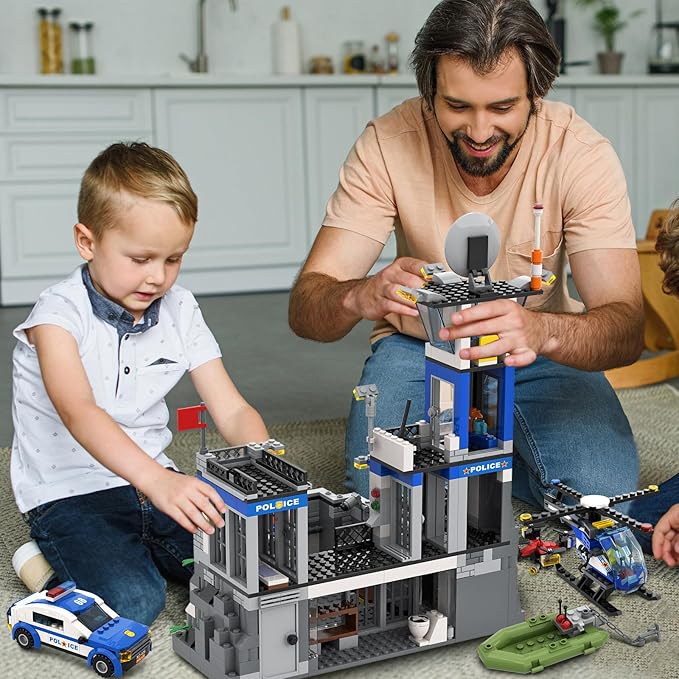 City Police Prison Island Building Blocks Set Police Station Building Toy Kit with Police Car Drone Helicopter Boats Best Preschool Toys Gift for Kids Boys and Girls Aged 6+ (946 Pieces)