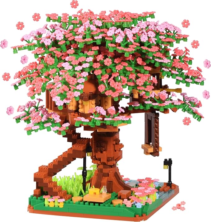 Cherry Blossom Tree Building Block Set Gift for Adults Cherry Bonsia Treehouse Micro Building Blocks Japanese Sakura Flowers House 2138PCS