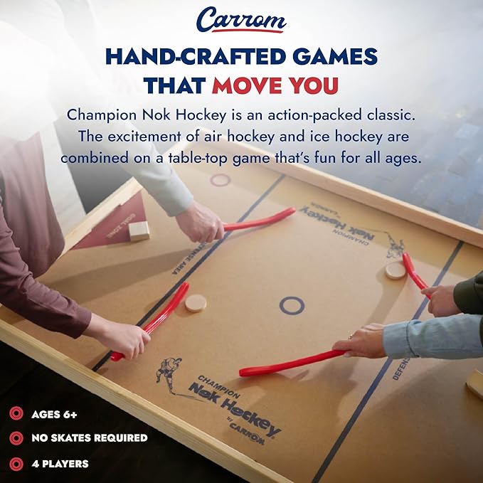 Carrom Champion Nok Hockey Game (Large) — Wooden Board Games for Adults &amp Children — Indoor and Outdoor Games for Family — Sports Board Games