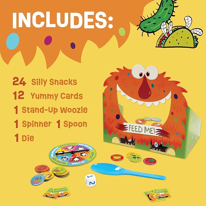 Peaceable Kingdom Feed the Woozle Cooperative Game for 2 to 5 Kids Ages 3+ - Learn Social Skills While Completing Physical Challenges
