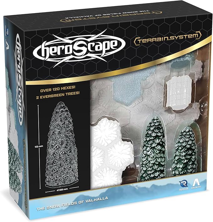 Renegade Game Studios Heroscape Terrain Expansion: The Snow Fields of Valhalla with 120 Hex-Tiles &amp 2 Evergreen Trees