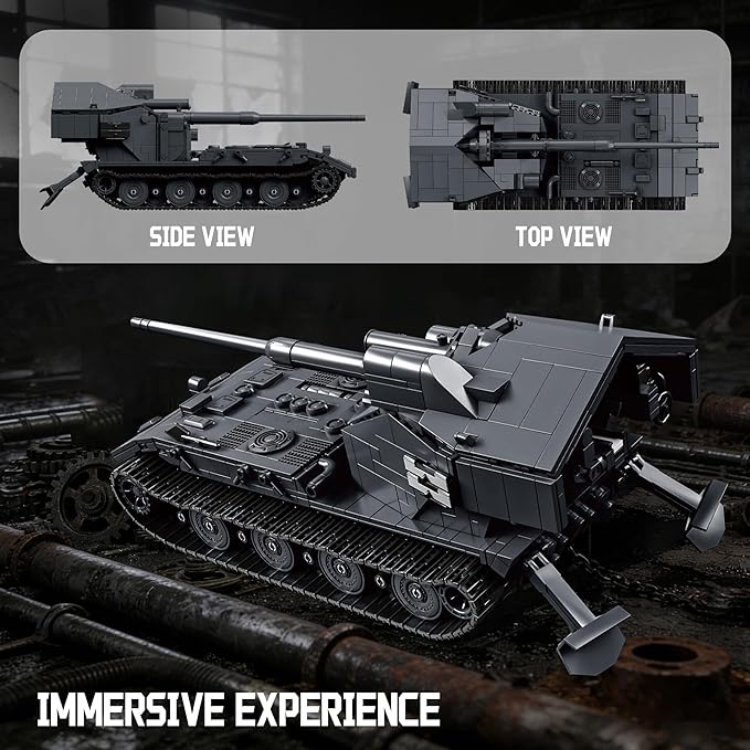 WW2 WT Auf E100 Heavy Tank Destroyer Building Sets Army Military Vehicles Collectible Model for Adults Enthusiasts 2036PCS