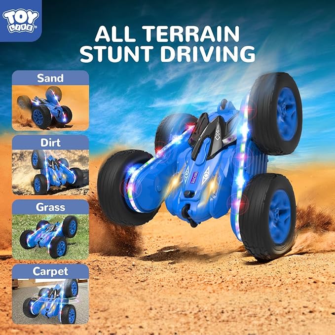TOY Life Kids Stunt Remote Control Car 2.4G HZ Remote Control Cars RC Stunt Car Remote Control Toys for Boy &amp Girl RC Stunt Car Double Sided 360° Rotating Cars Birthday for Kids