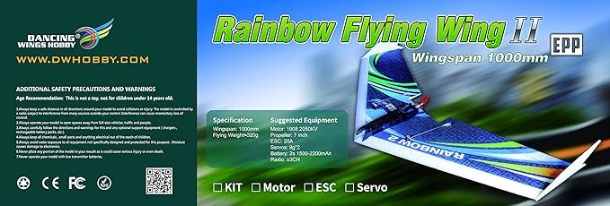 DW Hobby Electric Flying Wing Rainbow 1000mm Wingspan (E0602)