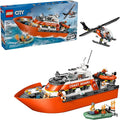 LEGO City Coast Guard Rescue Boat &amp Helicopter Building Toys - Kids Pretend Play Set for Boys &amp Girls Ages 7+ - W/2 Rescue Boat Toys 5 Minifigures &amp Dog Figure - Gift Idea for Birthdays