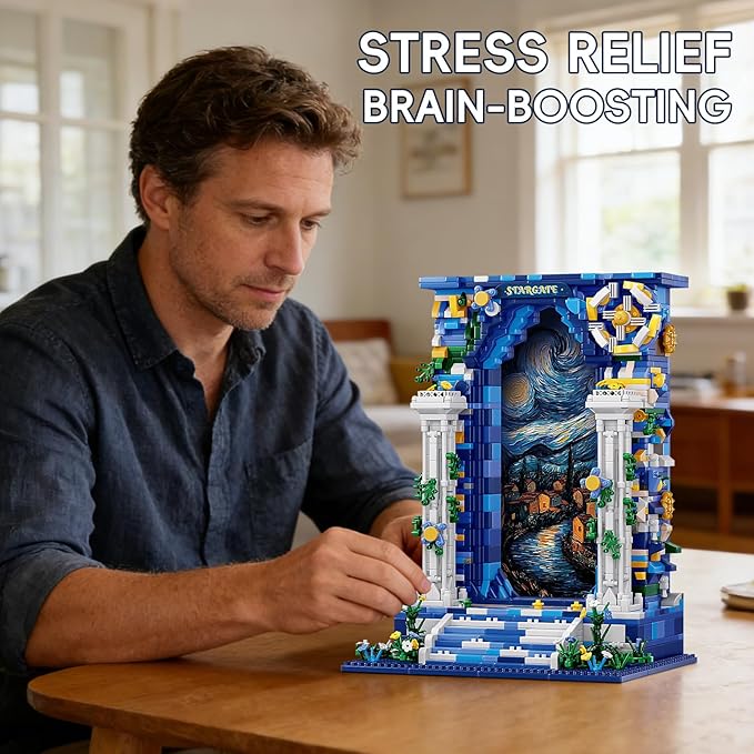 Starry Night Micro Bricks Building Set Art-Themed Wall Art Building Blocks for Adults Creative DIY Assembly Decorative Display Model Puzzle KitIdeal Gift for Adults &amp Teens.