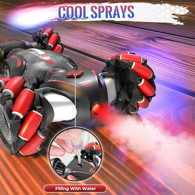 Gesture Sensing RC Stunt Car Toys for 6-12 Boys Girls Birthday Gifts for Kids 2.4Ghz 4WD Hand Controlled RC Car with Light &amp Music &amp Spray Double-Sided 360° Rotating
