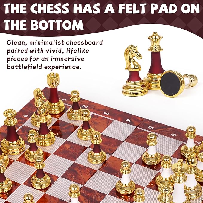 15 Inch Chess Set with Weighted Acrylic Chess Pieces – Tournament Size 3.5” King – Elegant Folding Chess Board for Adults and Kids Professional Family Chess Board Game Set for Home Office &amp Gift